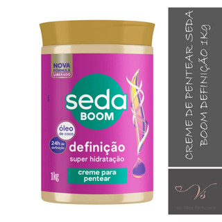 Creme de Pentear Cachos Crespos Boom Definição Seda Blogueiras 1Kg Óleo de Coco