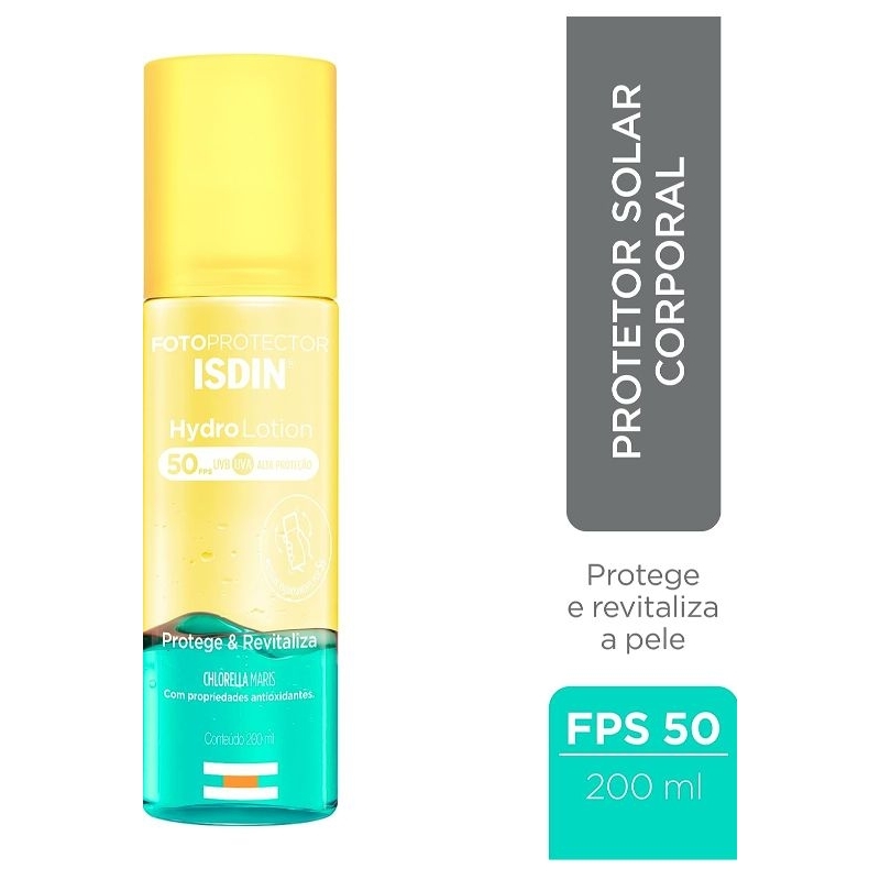 Protetor Solar Corporal Bifásico ISDIN HydroLotion FPS 50+ - 200ml