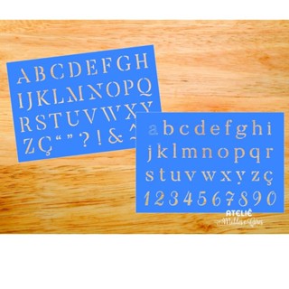 Estencil Letras / Alfabeto e números n.220 com 28 x 19 cm