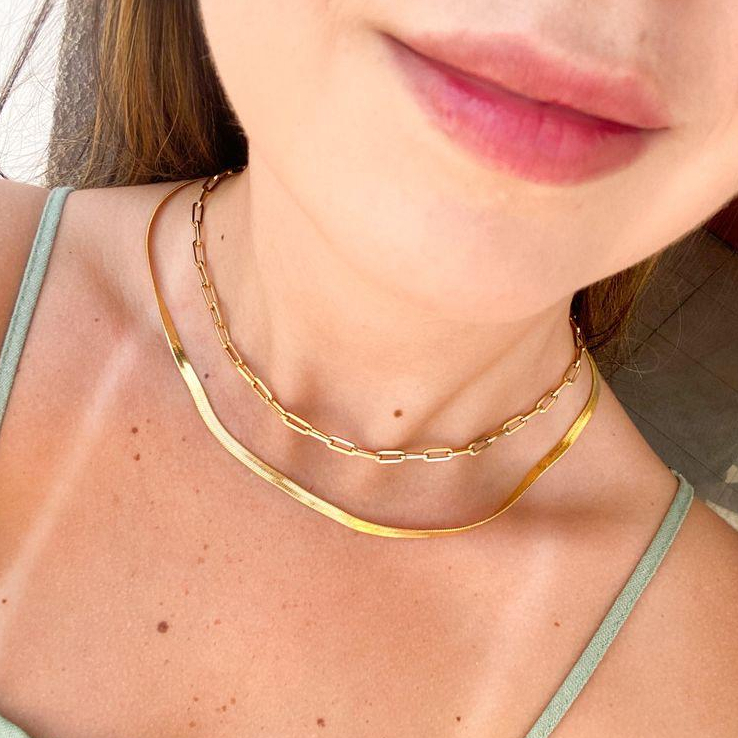 Kit 2 Colar Laminado Elos Carti Banhado a Ouro 18k em Oferta na Shopee