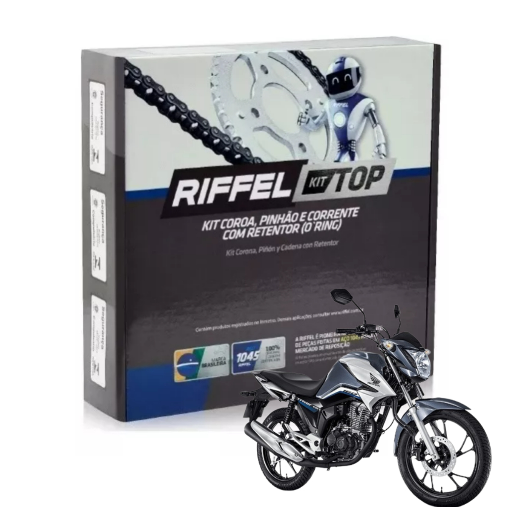 Kit Tracao Transmissão Relação Honda Cg Titan Fan 160 2014 à 2025 Com Retentor O