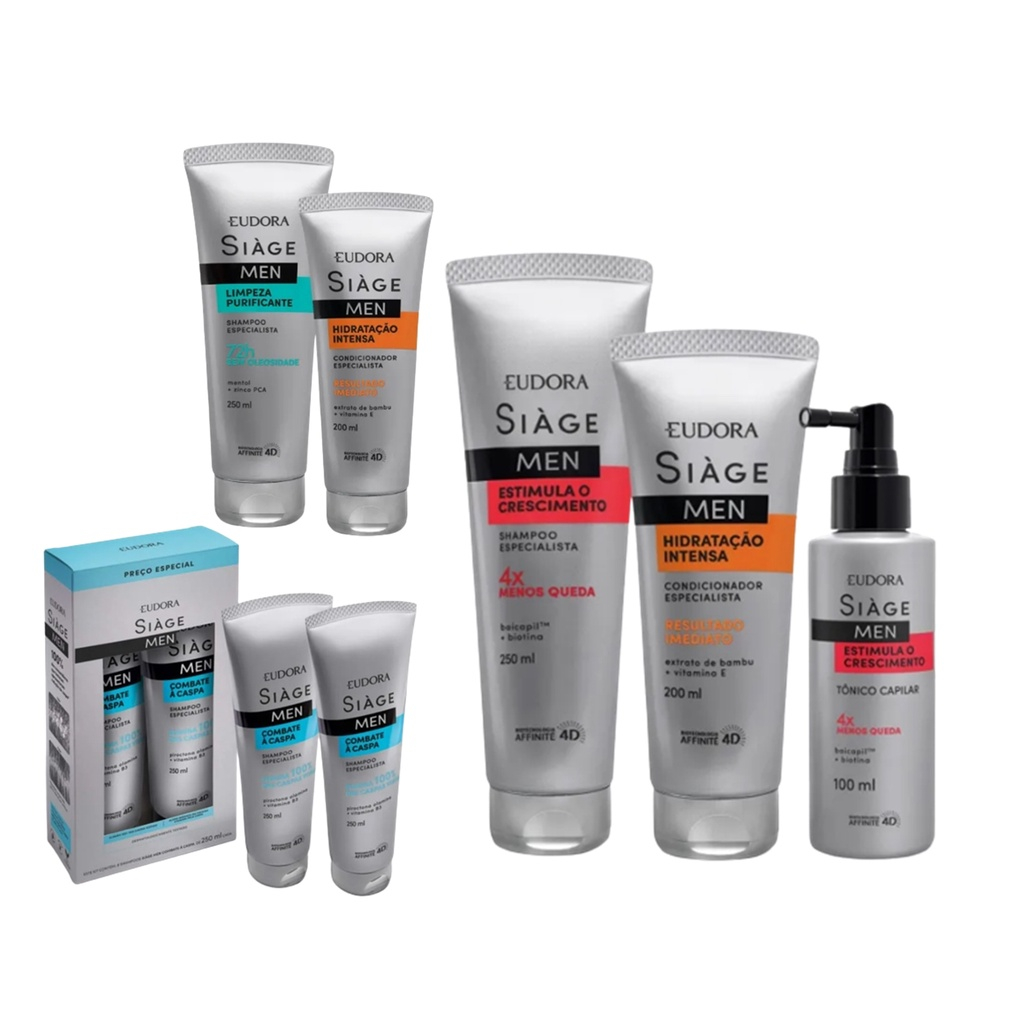 Siàge Men Shampoo Força ou Siàge Men Anticaspa ou Pomada Modeladora Masculino Eudora