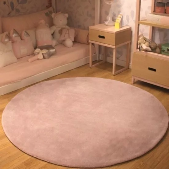 Tapete Vip Maravilhoso Sala Redondo Jolitex Pelo Fácil Limpar-Rosa em Oferta na Shopee