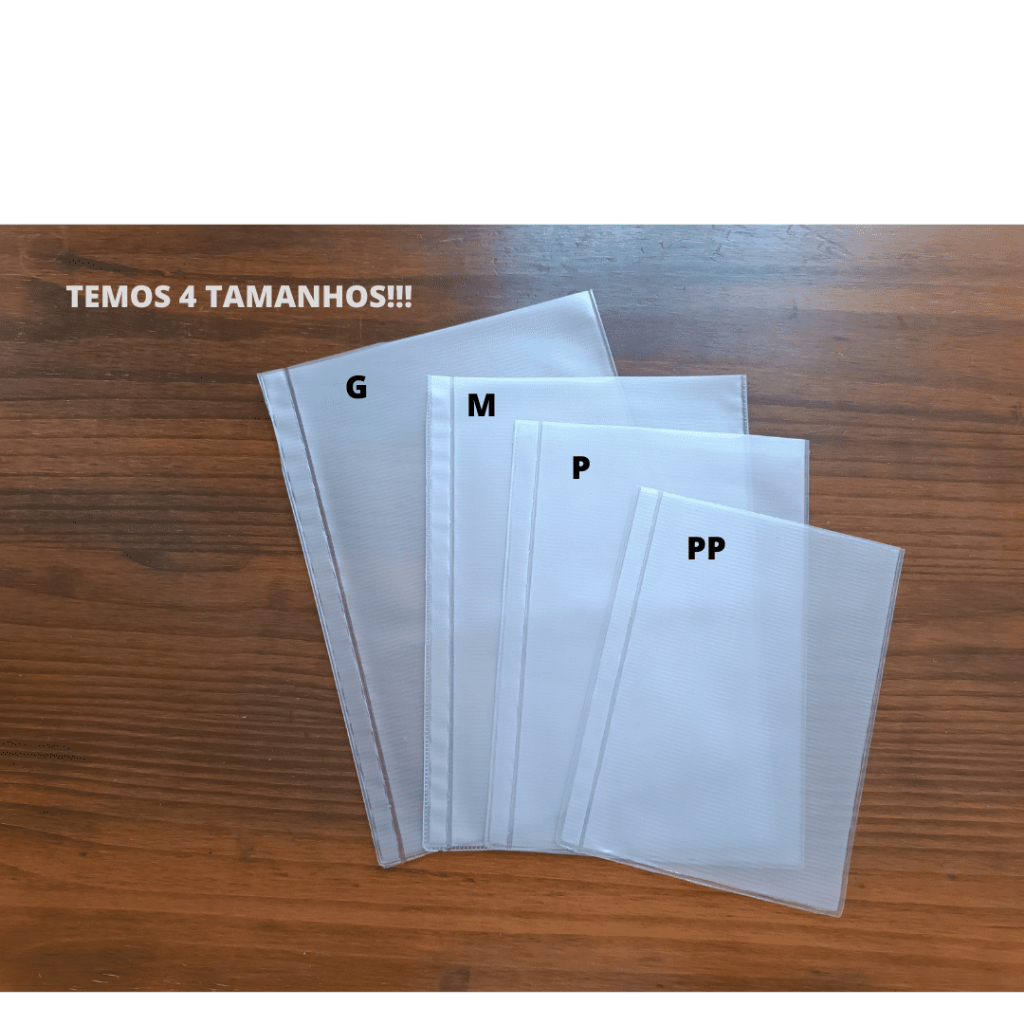 Kit com 5 ou 10 Envelope, bolsa plástica canguru para cadernos, agendas, planners ou fichário. Sem furação.