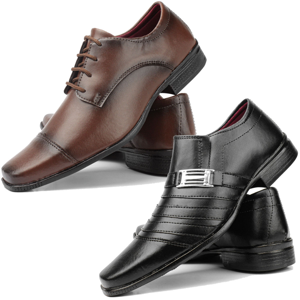 kit com 2 pares de sapato social masculino preto e marrom cappuccino em Oferta na Shopee