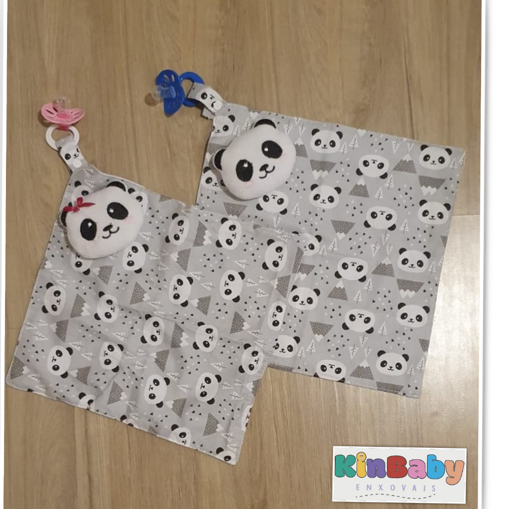 Naninha Bebê PANDA com Prendedor de Chupeta – Paninho de Conforto para Dormir em Oferta na Shopee