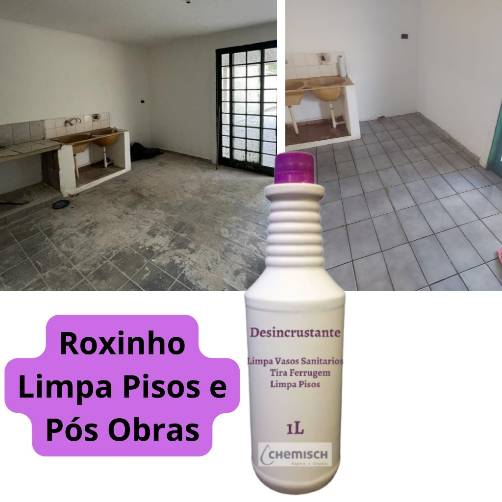 Limpa Pisos Tira Cimentos e Rejuntes Roxinho 1L Limpeza sem Esforço, Resultado Imediato