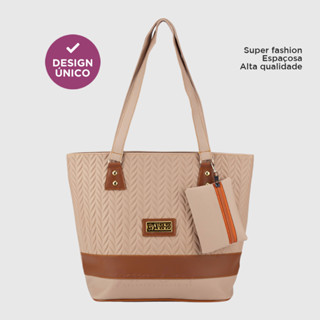 Bolsa Feminina Grande Com Detalhes Floridos + Porta Moedas Resistente