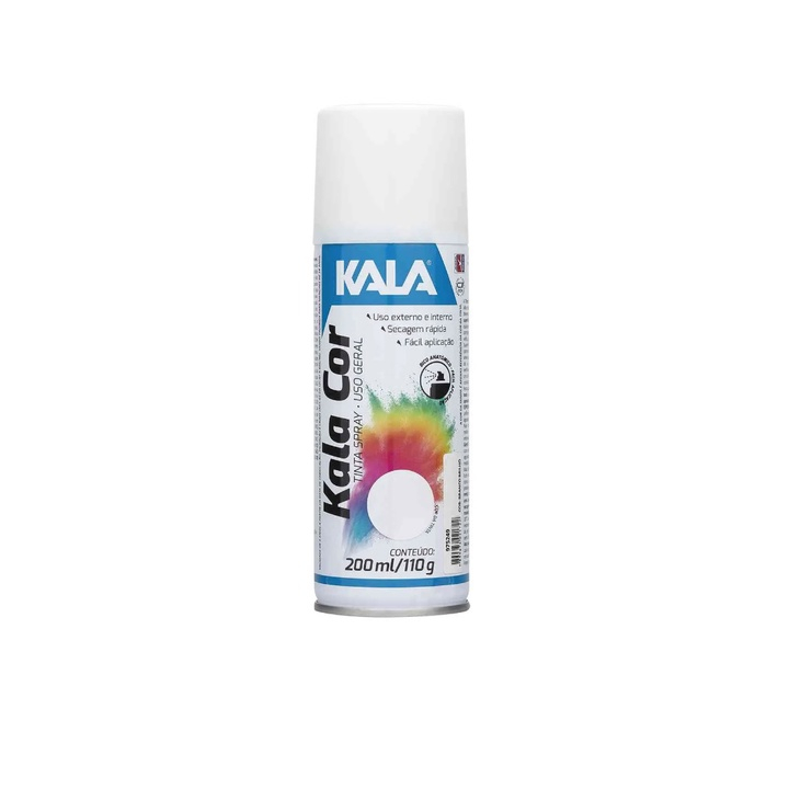 Tinta Spray Branco BRILHANTE 350 ML Uso Geral Secagem Rapida - KALA