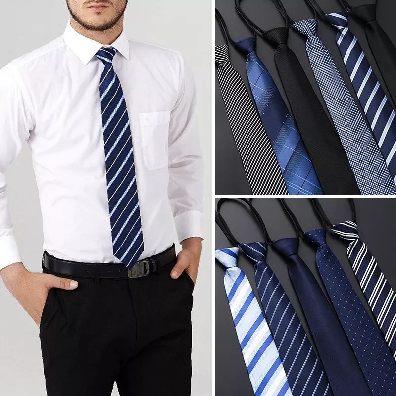 Kit com 4 Gravatas Masculina Semi Slim com nó e Zíper de Ajuste em Oferta na Shopee