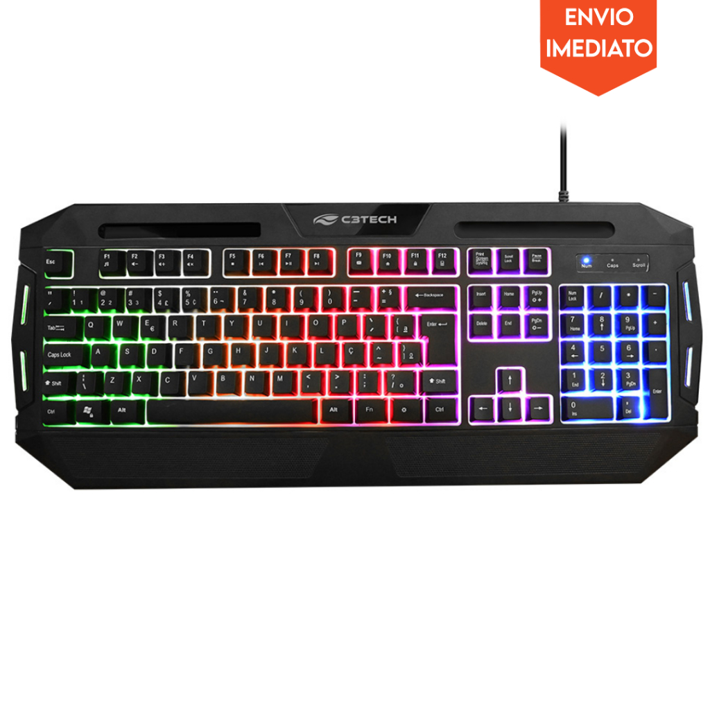 Teclado Gamer com LED C3Tech USB KG-80BK Preto QWERTY