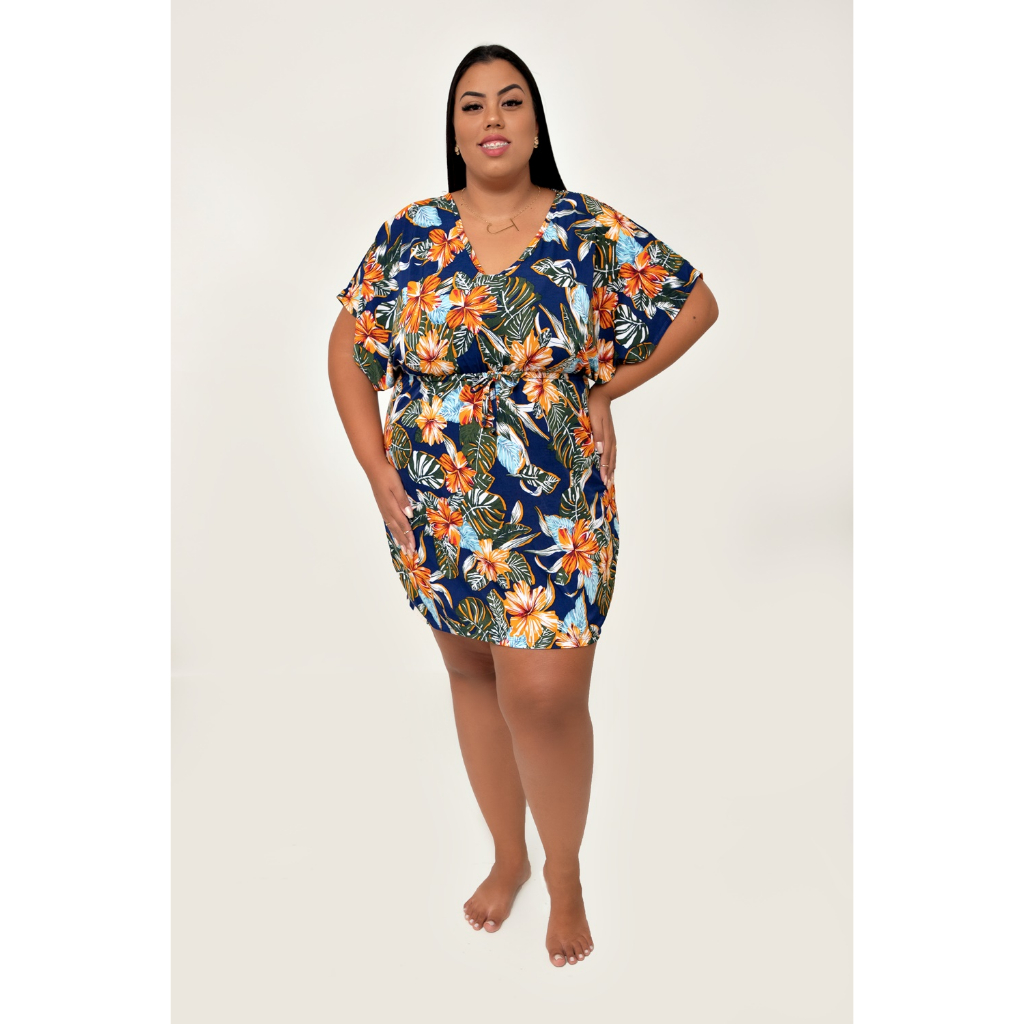 Saída de Praia Estampada Plus Size Tamanhos Extra Grandes 56 58 60 62 64 Saída de Banho
