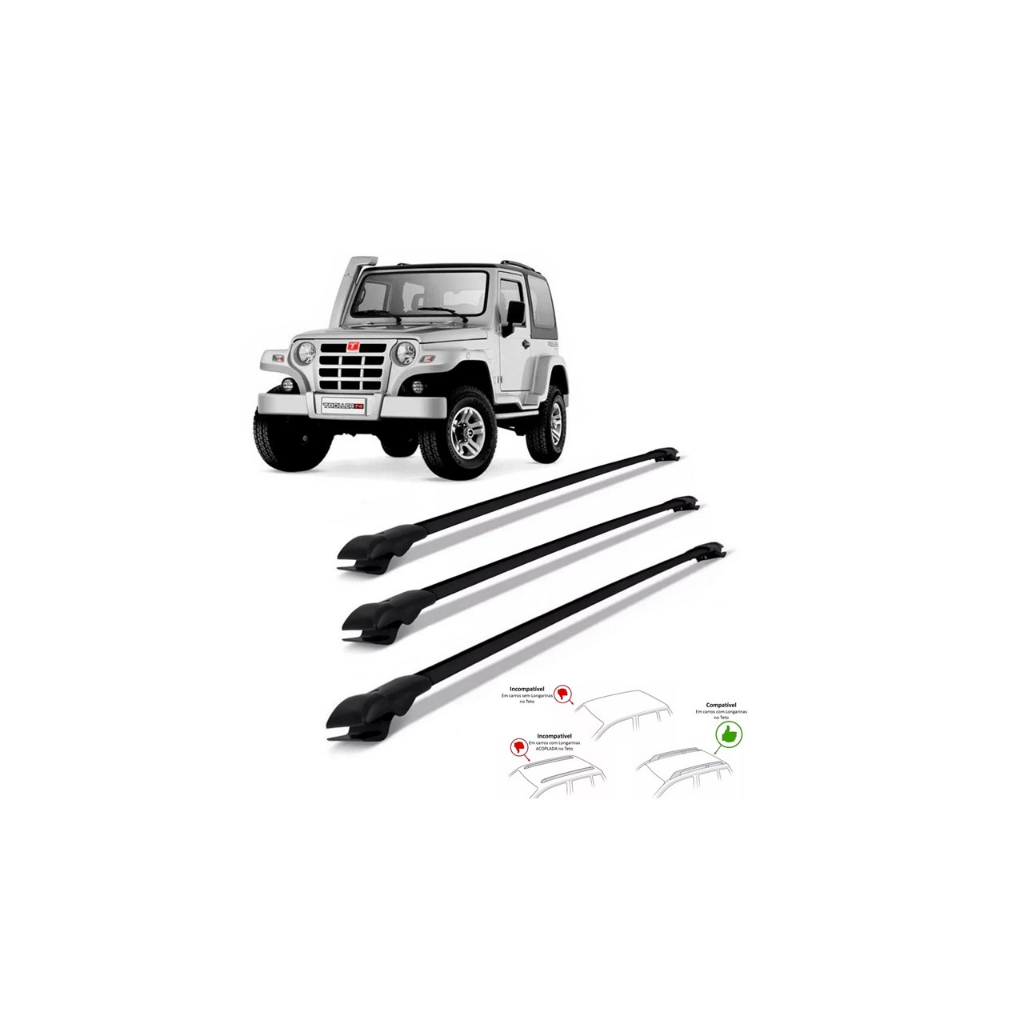 Rack Travessa de Teto Troller T4 2010 A 2016 3 Barras Slim Heavy Car