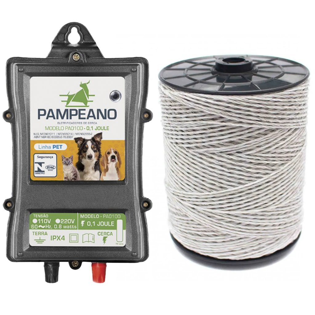 Eletrificador Cerca Elétrica Cães Pet Shock + 250 Metros Fio