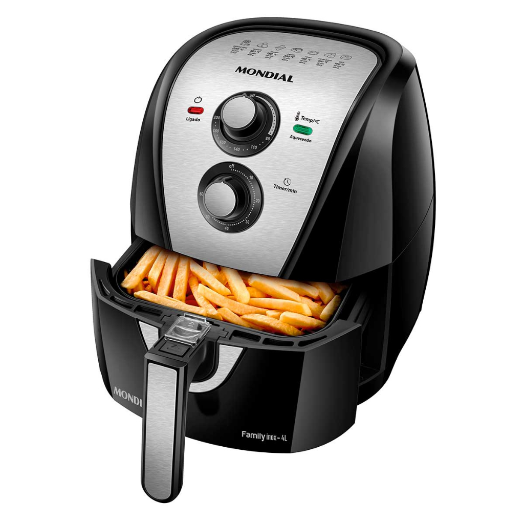 Fritadeira elétrica sem óleo Air Fryer 5L 1900W Grand Family Inox - AFN-50-BI - Mondial