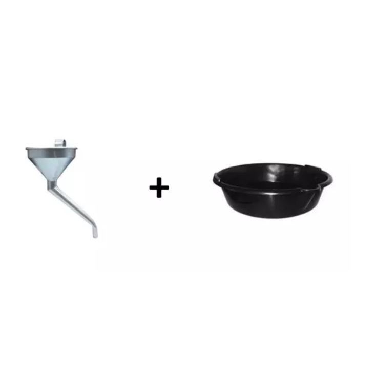 Kit Bacia Para Troca De Óleo + Funil Galvanizado.