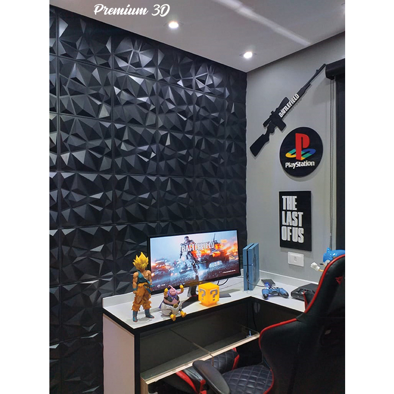 Kit 10 Peças Revestimento 3D com Cartela de Dupla-Face | Low Poly