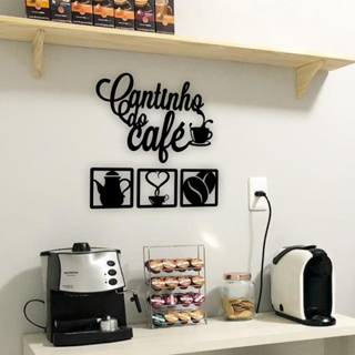 Kit Cantinho do Café 4 Peças 30cm Decoração Cozinha Mdf 3mm C/Dupla Face em Oferta na Shopee