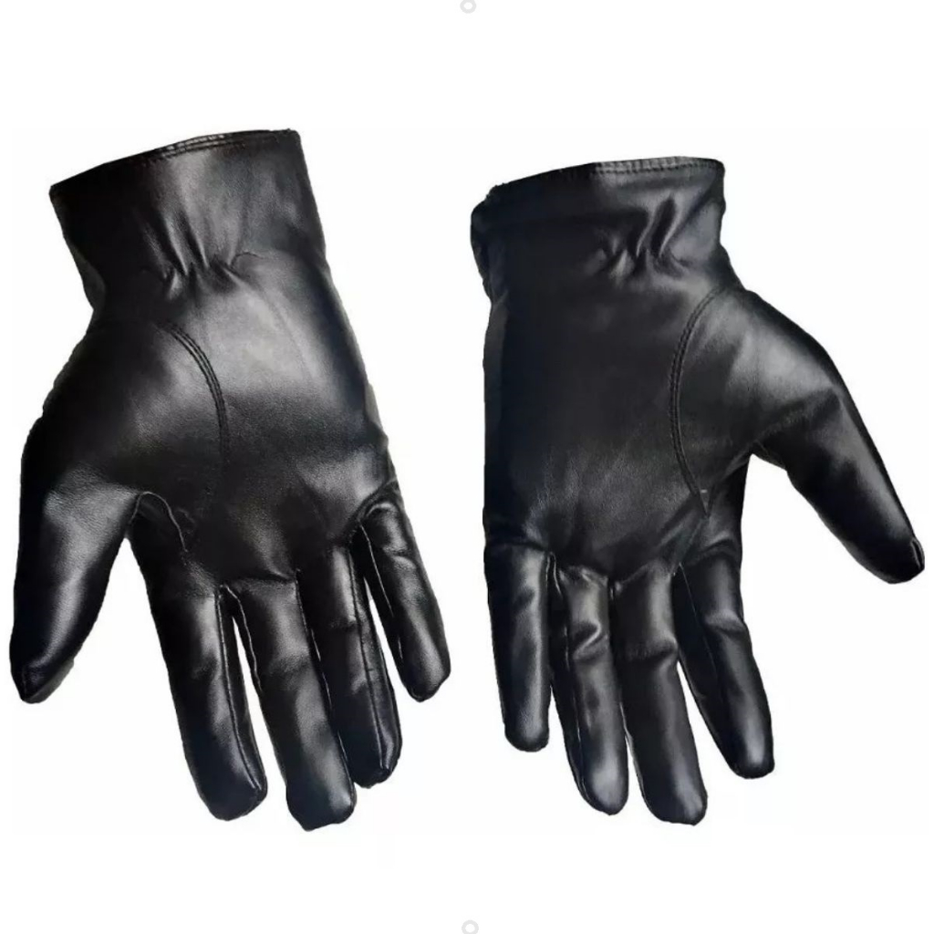 Luva De Couro Ecológico Preto Masculino Forrada Social Frio Multi Tato Pano Lã Screen Adulto
