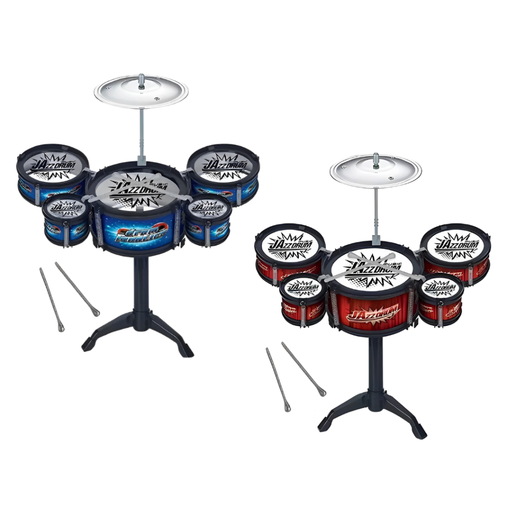 Bateria Infantil Intrumento musical 5 tambores azul Vermelho Brinquedo drums instumento in...