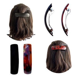 1 Presilha Para Cabelo Fivela Metal Mola Clip Preta Marrom Geométrica