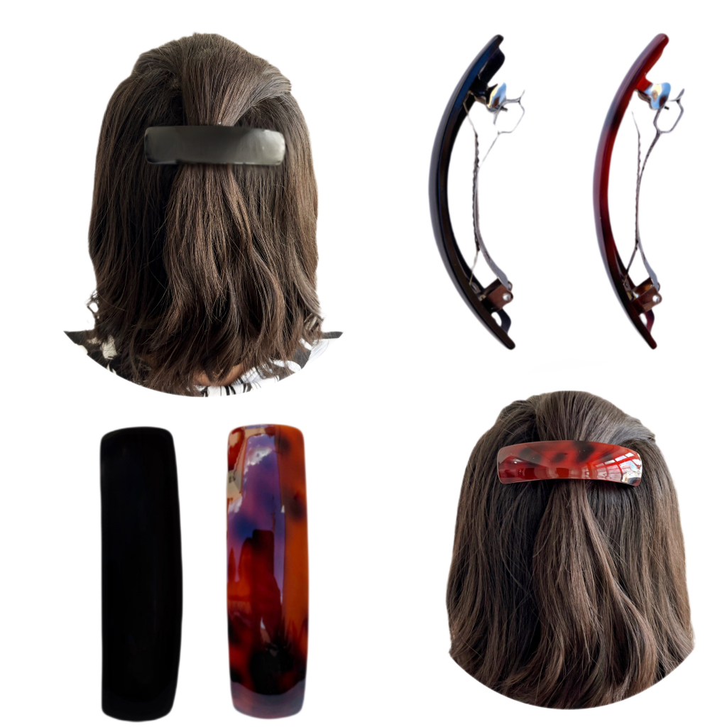 3 Presilhas Para Cabelo Fivela Metal Mola Clip Preta Marrom Geométrica em Oferta na Shopee
