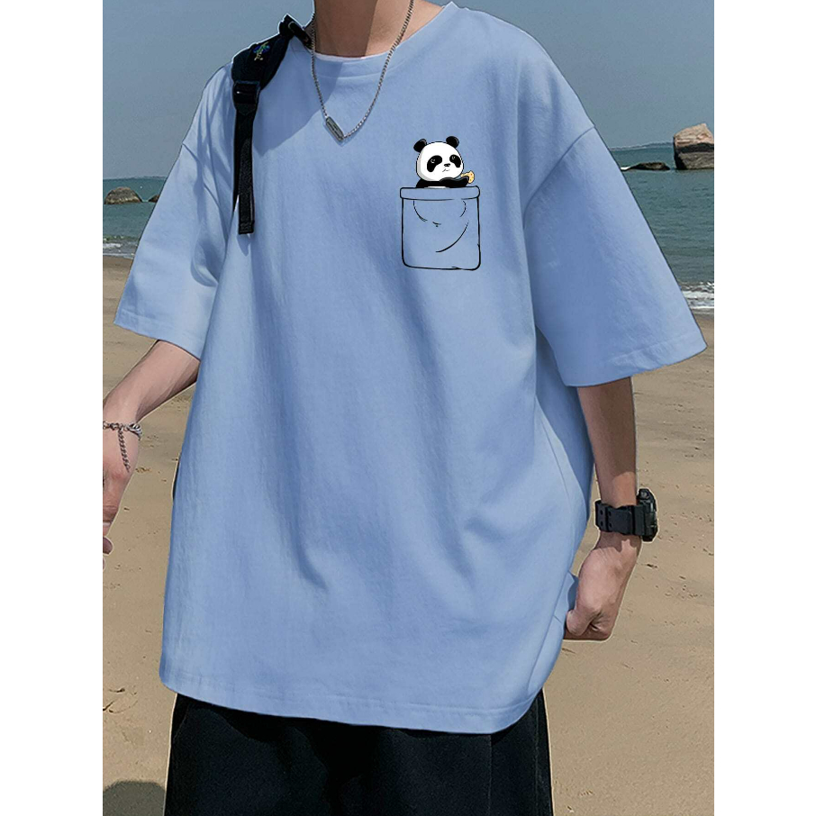Camiseta Panda Pocket Streetwear Oversized Casual
