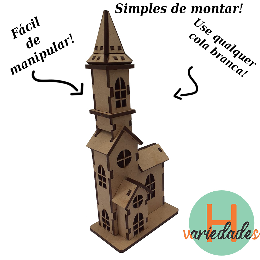 Igreja Desmontada Maquete Artesanato Pintura Fazendinha MDF Cru