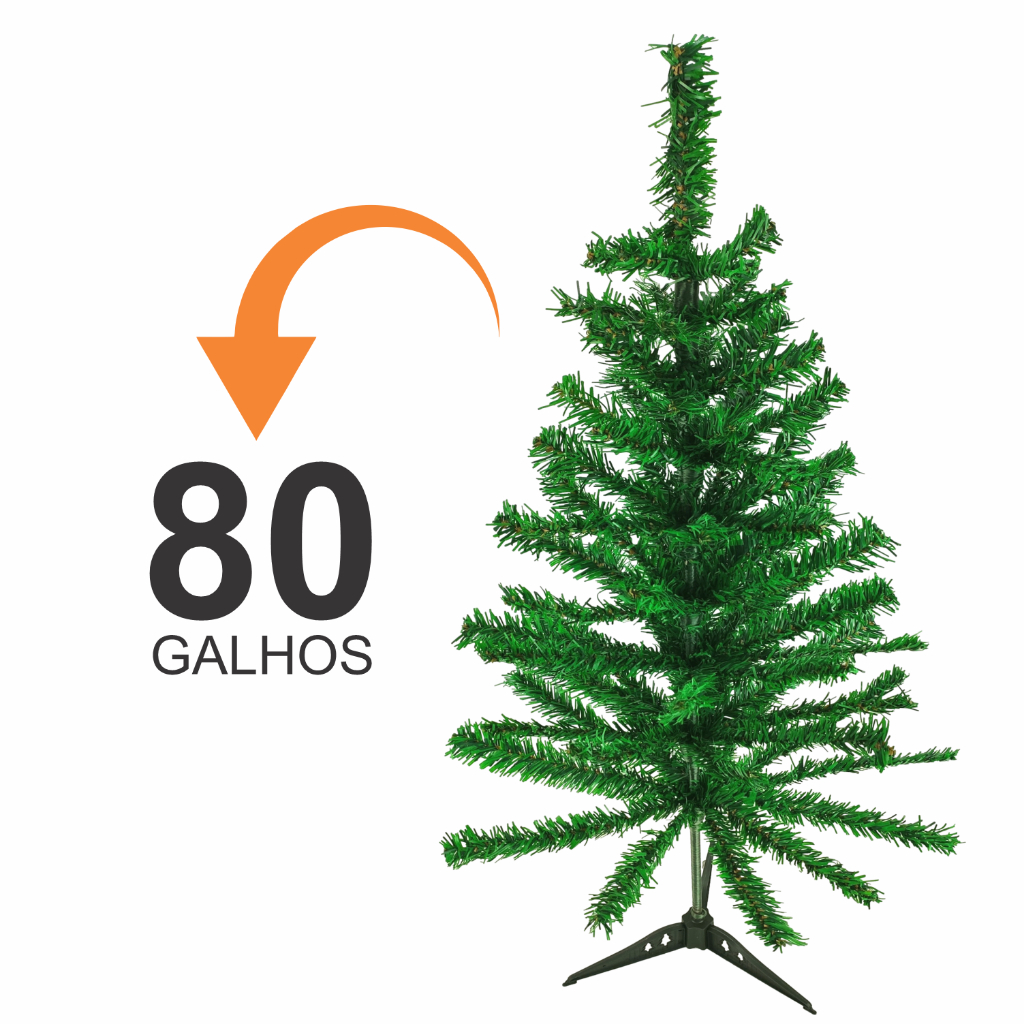 Árvore de Natal Pinheiro Tradicional Verde Pinheirinho Canadense Decoração Natalina 80 Galhos 90cm