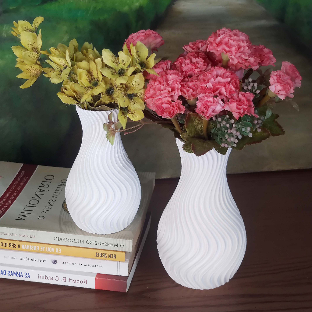 KIT 2 Vasos Jarro Espiral Para Flores Artificiais Decoração Rack | 2 Vaso Decorativo Sala ...