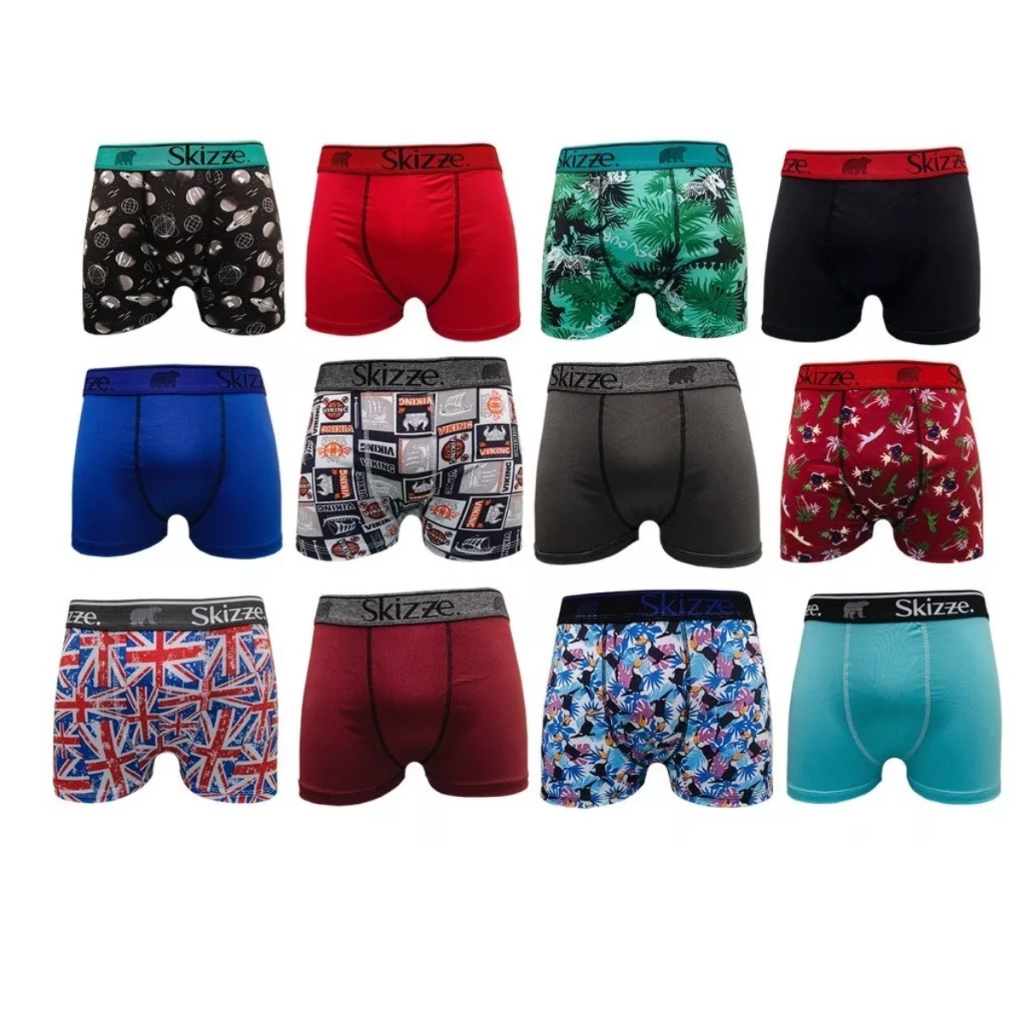 Kit 6 Unidades de Cuecas Boxer Box Infantil Meninos Divertidas Microfibra Estampadas P M G GG