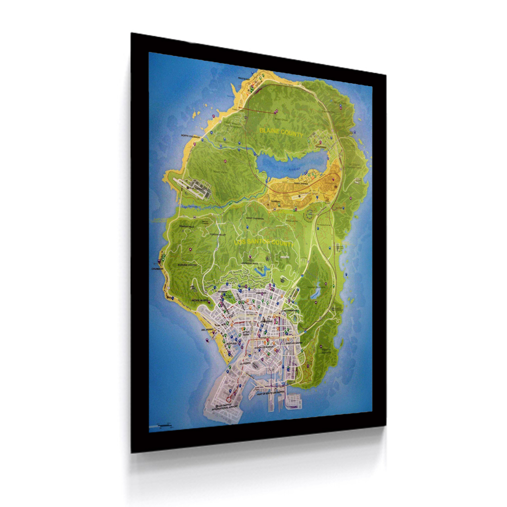 Quadro Decorativo Grand Theft Auto V Gta 5 Mapa Game Tamanho 30x42 cm GTA 5, Grand Theft Auto V, Mapa de GTA 5, Decoração Gamer, Quadro Decorativo Gamer, Poster GTA 5, Placa de MDF, Arte Gamer, PlayStation, Jogos de Ação, Decoração de Interiores, Presente