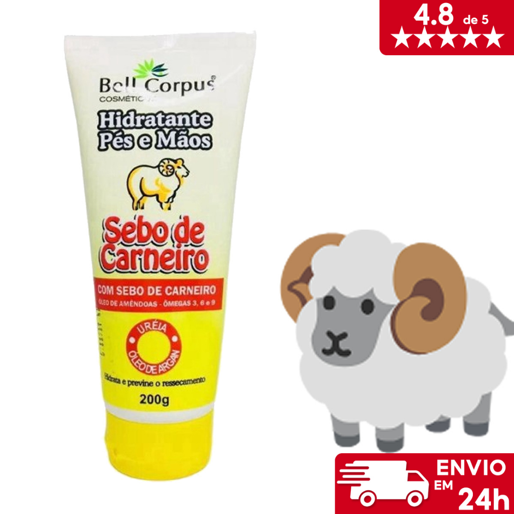 Hidratante Pés e Mãos Sebo De Carneiro Bisnaga 200g - Bell Corpus
