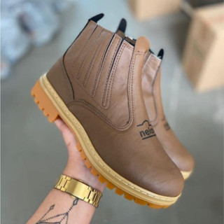 Botina masculina de couro casual bota confortavel