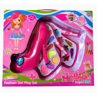 Kit Estojo De Maquiagem Infantil Sapato Rosa + Batom