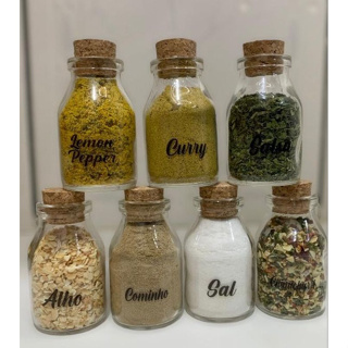 Kit Porta Temperos de Vidro C/ Adesivos e Rolha em Oferta na Shopee