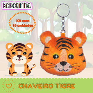 Lembrancinha Personalizada Tigrinho - chaveiro bichinho tigre menino - lembrancinha aniversário - Kit c/ 10 unidades