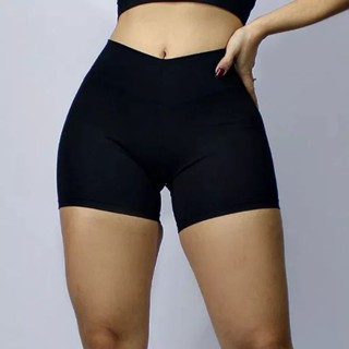 Short Legging Curto Feminino Cós alto tecido Grosso Academia