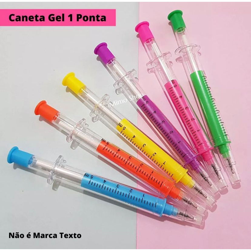 6 PEÇAS CANETAS INJEÇÃO seringa  FOFO ponta fina agulha desenhoPara EstudantesExamEscrita Escritório fofa material de papelaria criativa escritório bonita kawaii cute de gel assinatura suprimentos de estudante 0,5mm preta estilo colorido infantil presente