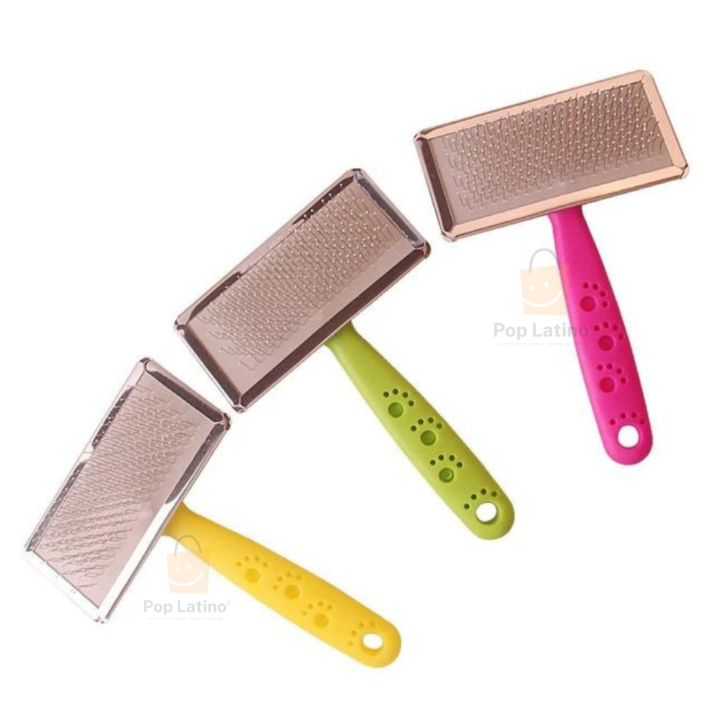 Rasqueadeira Pop Latino Escova magnetica Pet aço inox Cachorro, Gato, Coelho, Petshop