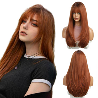 Peruca Lace Bio Orgânica Lisa C/ Franja 60cm Ruiva Cor 350