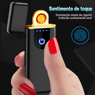 Toque De Impressão Digital Preto Isqueiro Usb Recarregável Eletrônico Rechargeable Acendedor