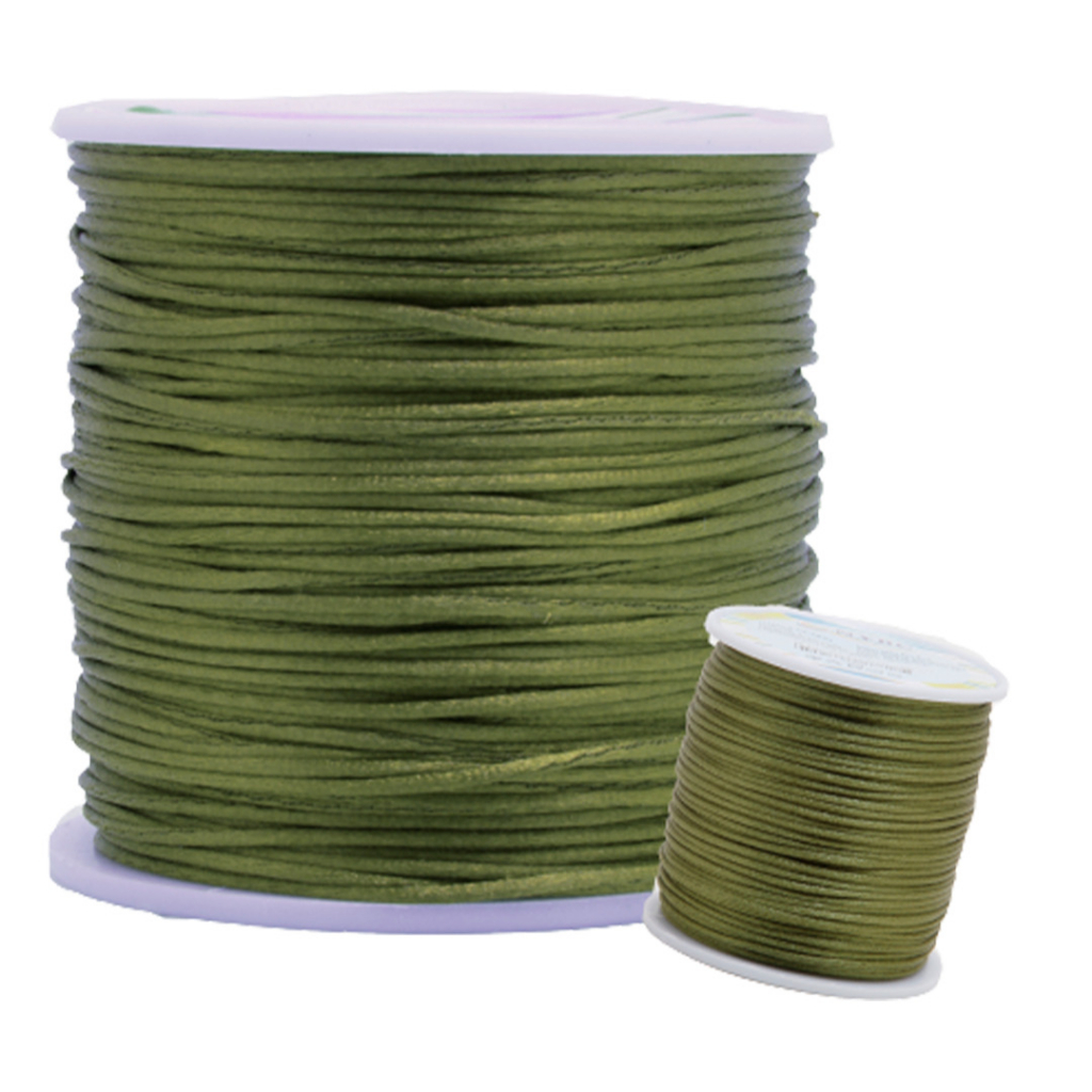 Fio De Seda Verde Musgo - Cordão Rabo De Rato 2mm - Com 50 Metros - MGX