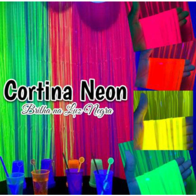 Cortina P/ Festa Neon 1m X 2m Brilha na Luz Negra Balada Neon Boate