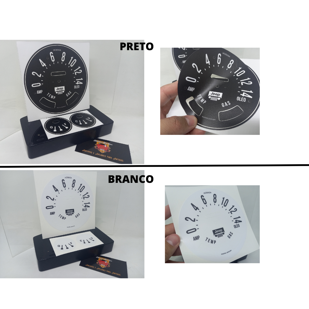 ADESIVO PAINEL JEEP WILLYS / F75 / CJ5 - VELOCÍMETRO CUSTOMIZADO DESENHO JEEP / PRETO OU BRANCO