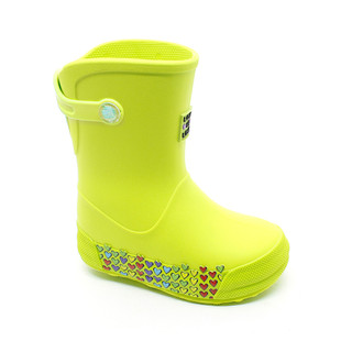 Galocha Bota Infantil Plugt Menina Leve Confortável Coração Coloridos Verde Neon em Oferta na Shopee