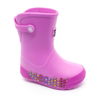 Galocha Bota Infantil Plugt Menina Leve Confortável Coração Coloridos Pink Power