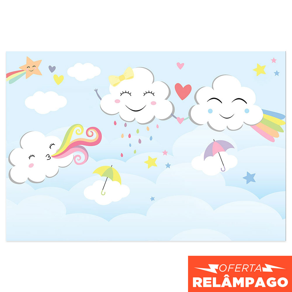Painel de Festa Chuva de Amor Retangular Horizontal em Tecido em Oferta na Shopee