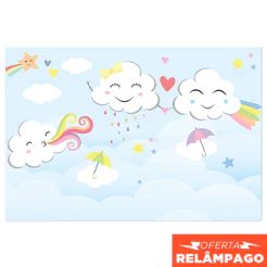 Painel de Festa Chuva de Amor Retangular Horizontal em Tecido Sublimado