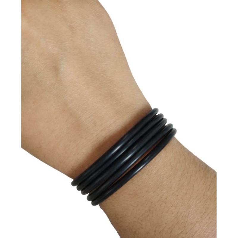 Pulseira Borracha Rock Preta Unissex 5unid em Oferta na Shopee